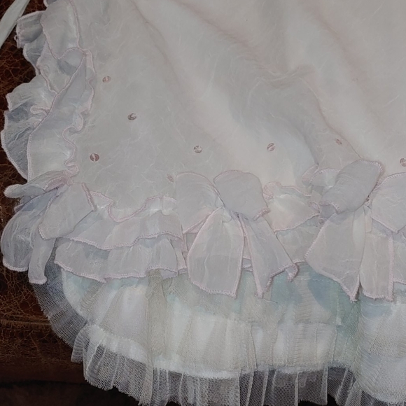 NWOT White Chiffon Pink Detail Sleeveless Dress - Picture 3 of 8